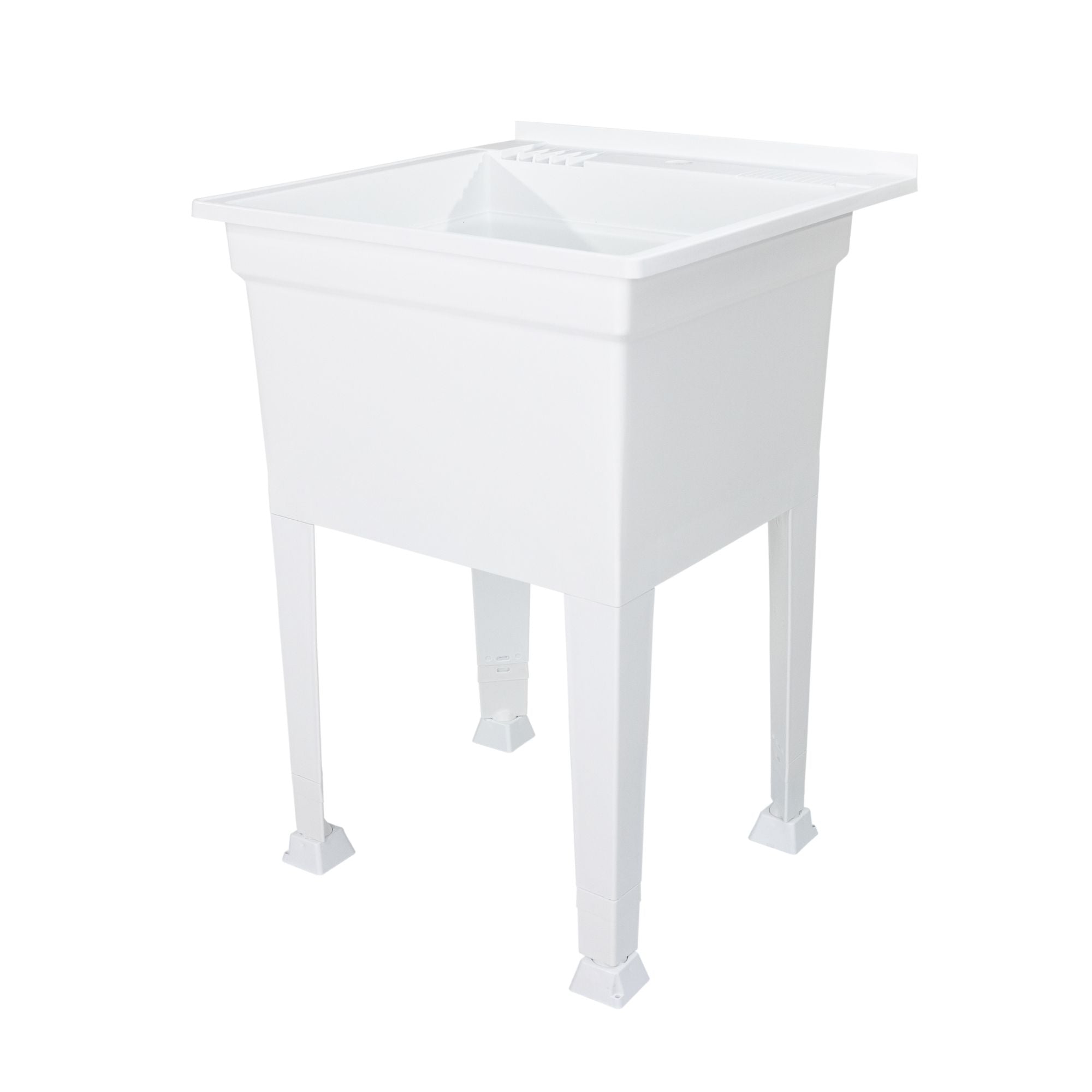 Utility Sink Heavy Duty Freestanding Utility Tub Sink, 24 x 24 Inches, White - VMInnovations