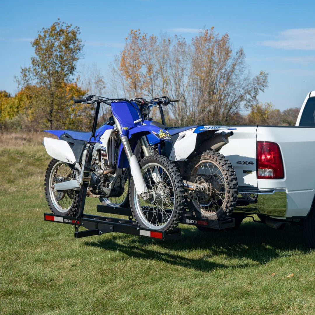 Black Widow Pro Double Dirt Bike Carrier with Ramp for 2" Hitch, 600lb(Open Box)
