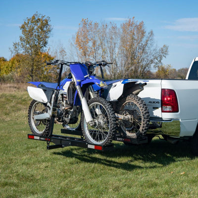 Black Widow Double Dirt Bike Carrier w/Ramp 2" Hitch, 600lb Capacity (For Parts)