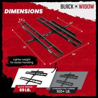 Black Widow Pro Double Dirt Bike Carrier with Ramp for 2" Hitch, 600 lb Capacity