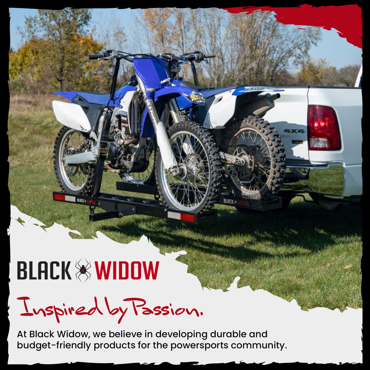 Black Widow Pro Double Dirt Bike Carrier with Ramp for 2" Hitch, 600 lb Capacity