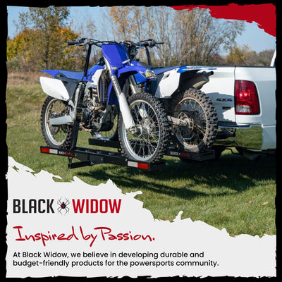 Black Widow Pro Double Dirt Bike Carrier with Ramp for 2" Hitch, 600lb(Open Box)