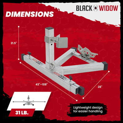 Black Widow Motorcycle Wheel Chock, Adjustable Aluminum Stand, Fits 15-22" Tires