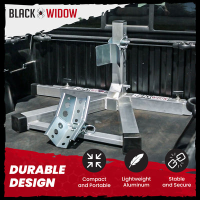 Black Widow Motorcycle Wheel Chock, Adjustable Aluminum Stand, Fits 15-22" Tires