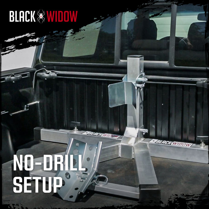 Black Widow Motorcycle Wheel Chock, Adjustable Aluminum Stand, Fits 15-22" Tires