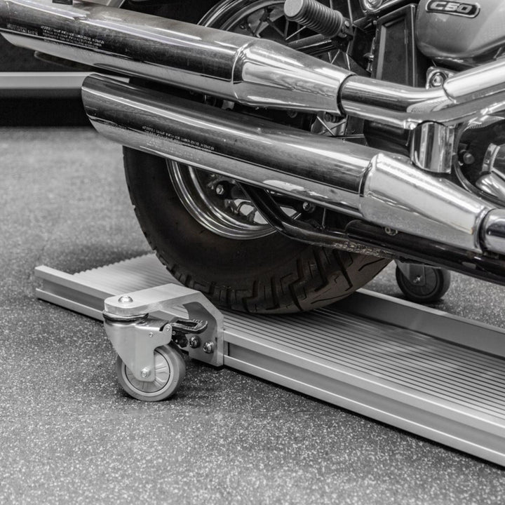 Black Widow Motorcycle Dolly, Fully Adjustable Kickstand lock Casters (Open Box)