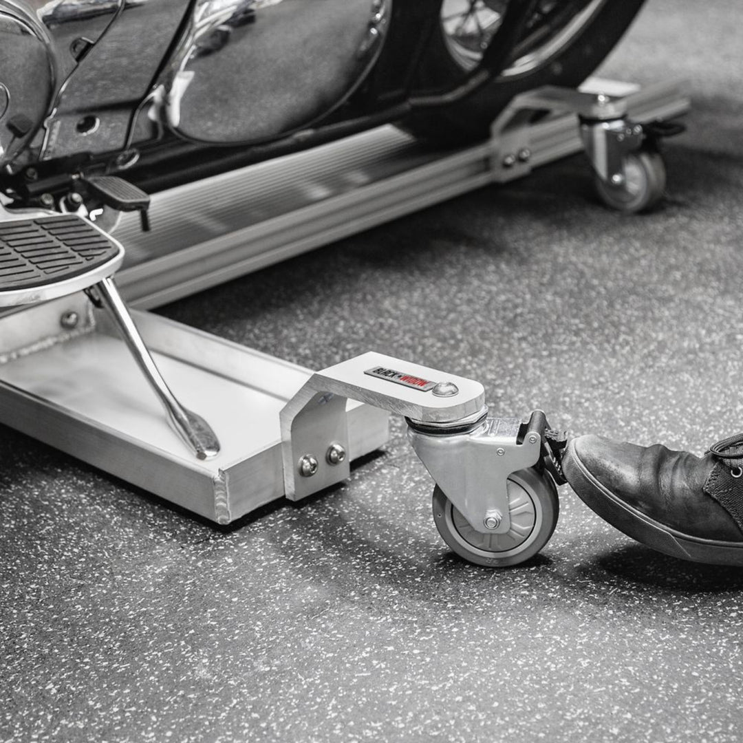 Black Widow Motorcycle Dolly, Fully Adjustable Kickstand lock Casters (Open Box)