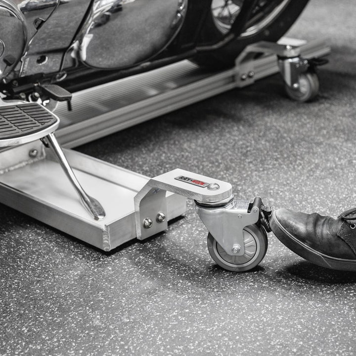 Black Widow Motorcycle Dolly, Fully Adjustable Kickstand lock Casters (Open Box)