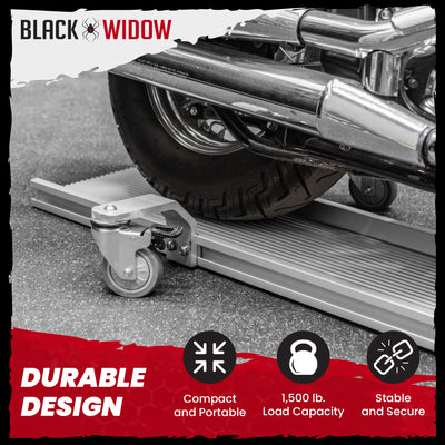 Black Widow Motorcycle Dolly, Fully Adjustable Kickstand Plate Locking Casters