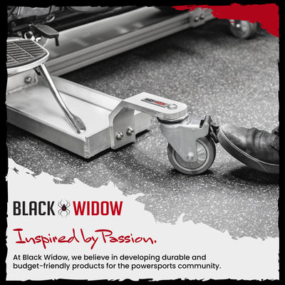 Black Widow Motorcycle Dolly, Fully Adjustable Kickstand Plate Locking Casters