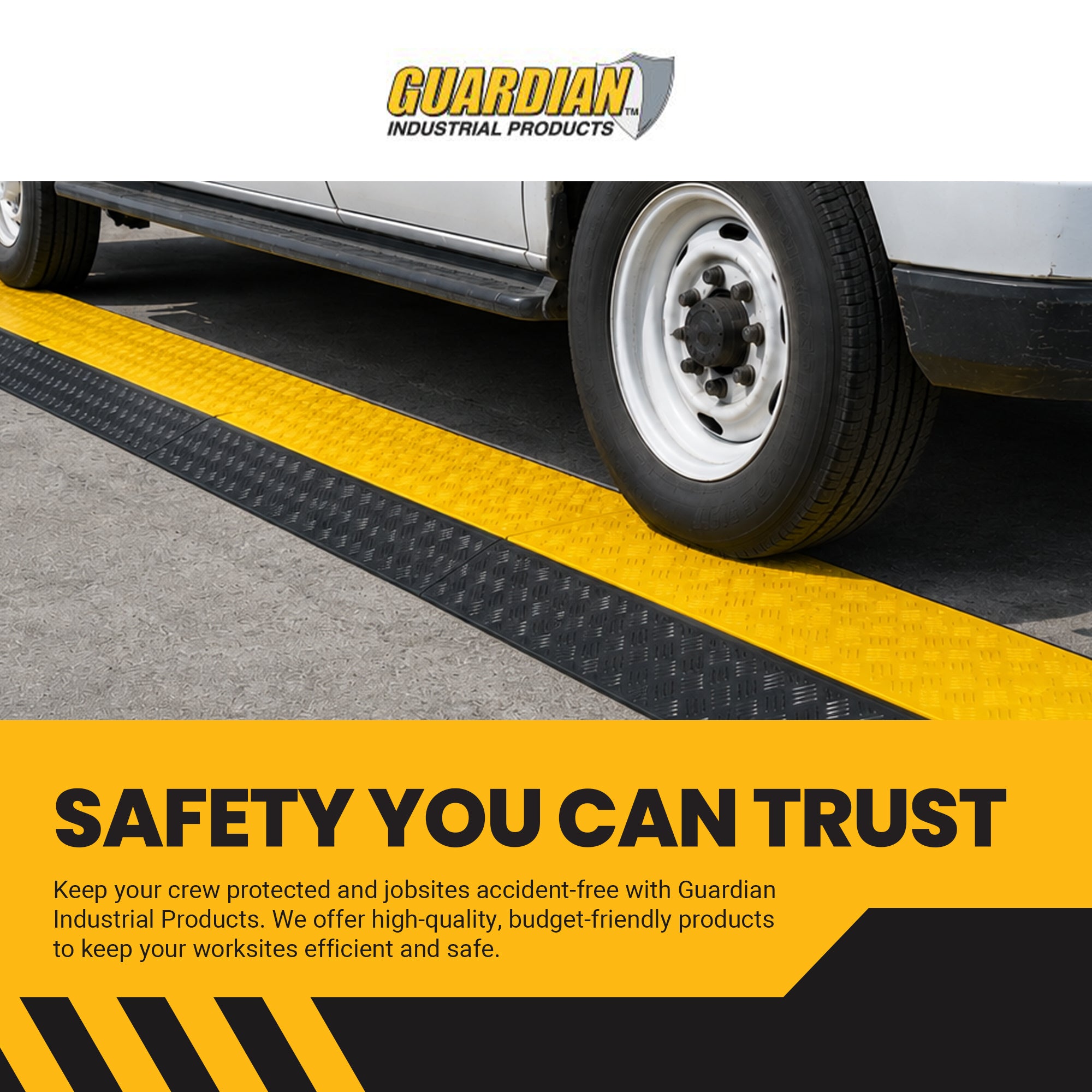 Guardian 2 Channel Cable Protector Ramp, Floor Cover for Cars,Trucks, Black