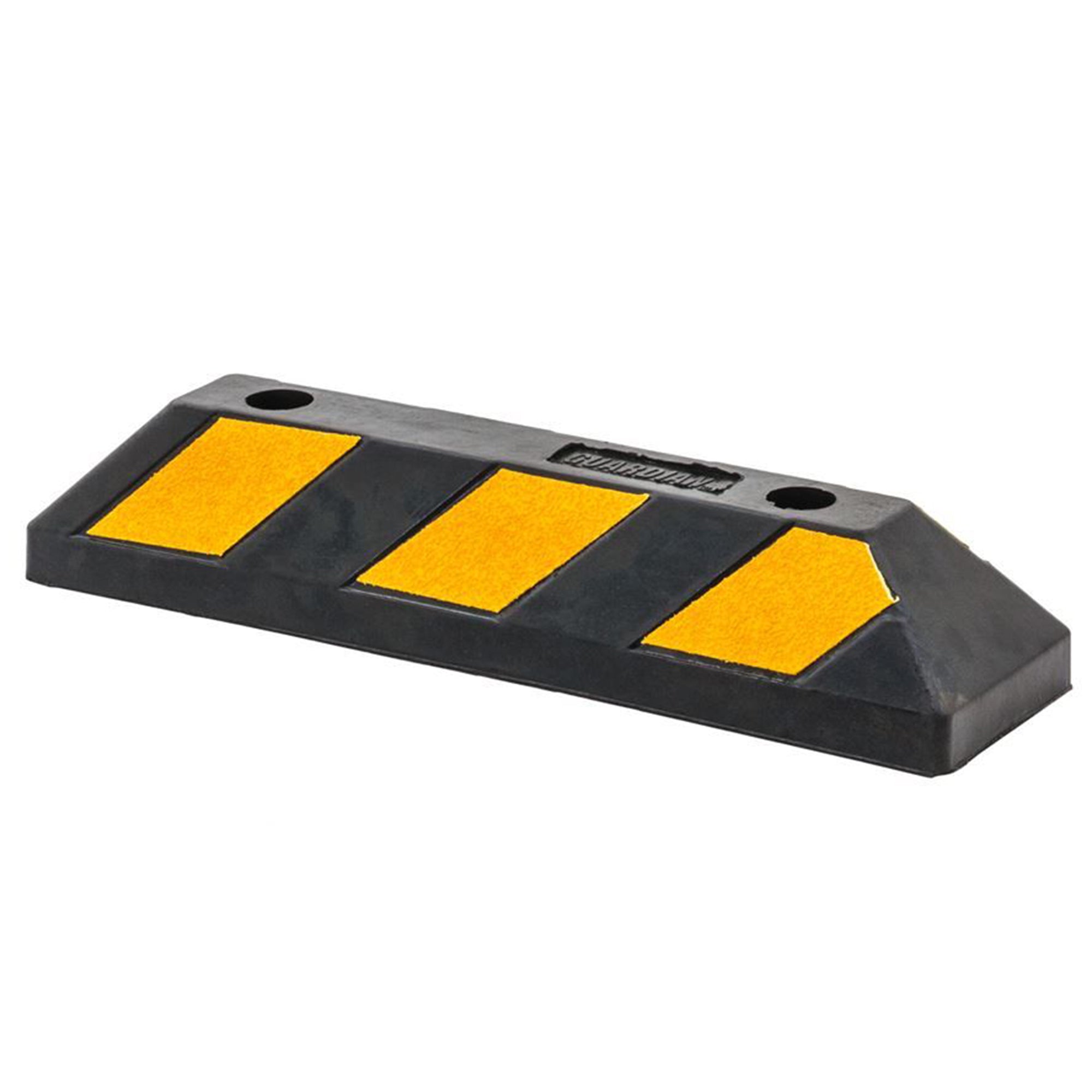 Guardian Parking Stop, 2 Foot Long Rubber Curb with Mounting Holes, Black/Yellow