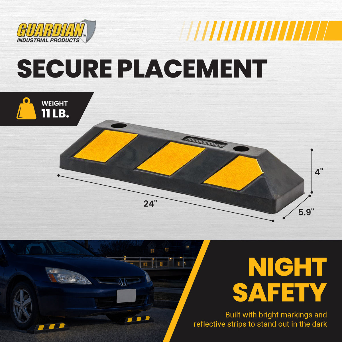 Guardian Parking Stop, 2 Foot Long Rubber Curb with Mounting Holes, (Used)