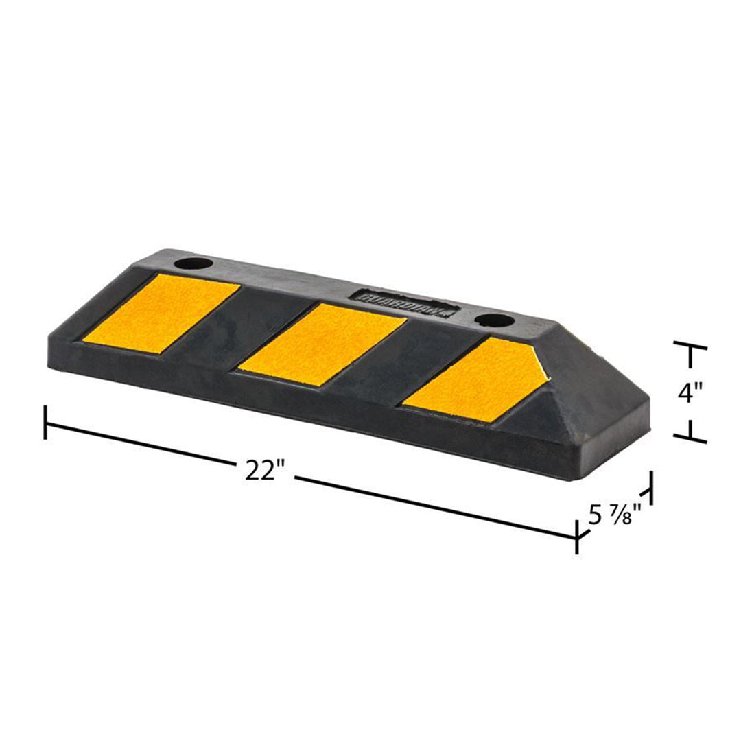 Guardian Parking Stop, 2Ft Rubber Curb with Mounting Holes, Black/Yellow, 4 Pack