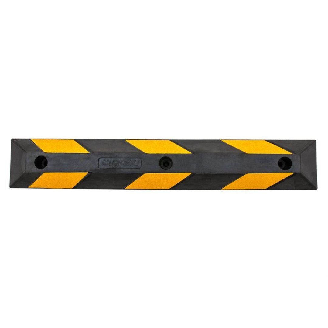 Guardian Parking Stop, 3Ft Rubber Curb with Mounting Holes, Black/Yellow, 4 Pack