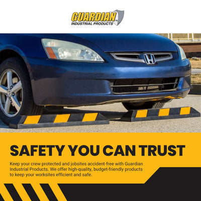 Guardian Parking Stop, 3 Foot Long Rubber Curb with Mounting Holes, Black/Yellow