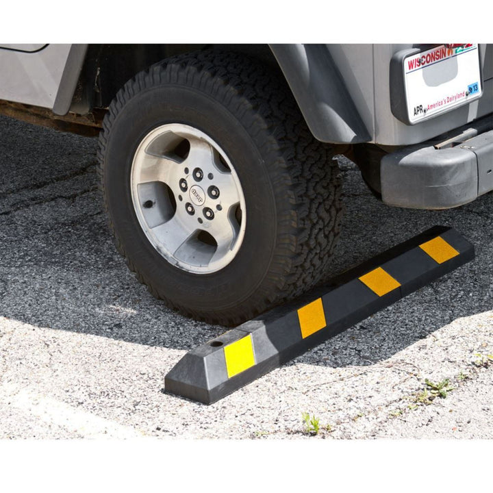 Guardian Parking Stop, 4Ft Rubber Curb with Mounting Holes, Black/Yellow, 4 Pack