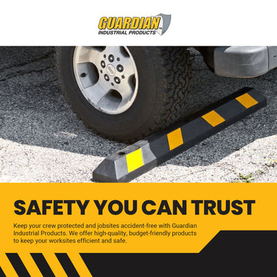 Guardian Parking Stop, 4 Foot Long Rubber Curb with Mounting Holes, Black/Yellow