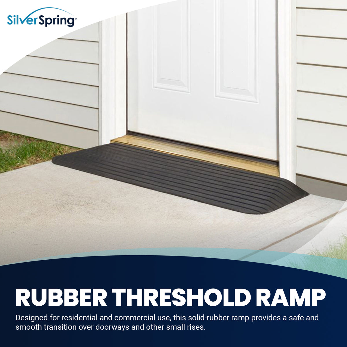 Silver Spring Rubber Threshold Ramp for Wheelchairs, Scooters & More, 1.5" Rise