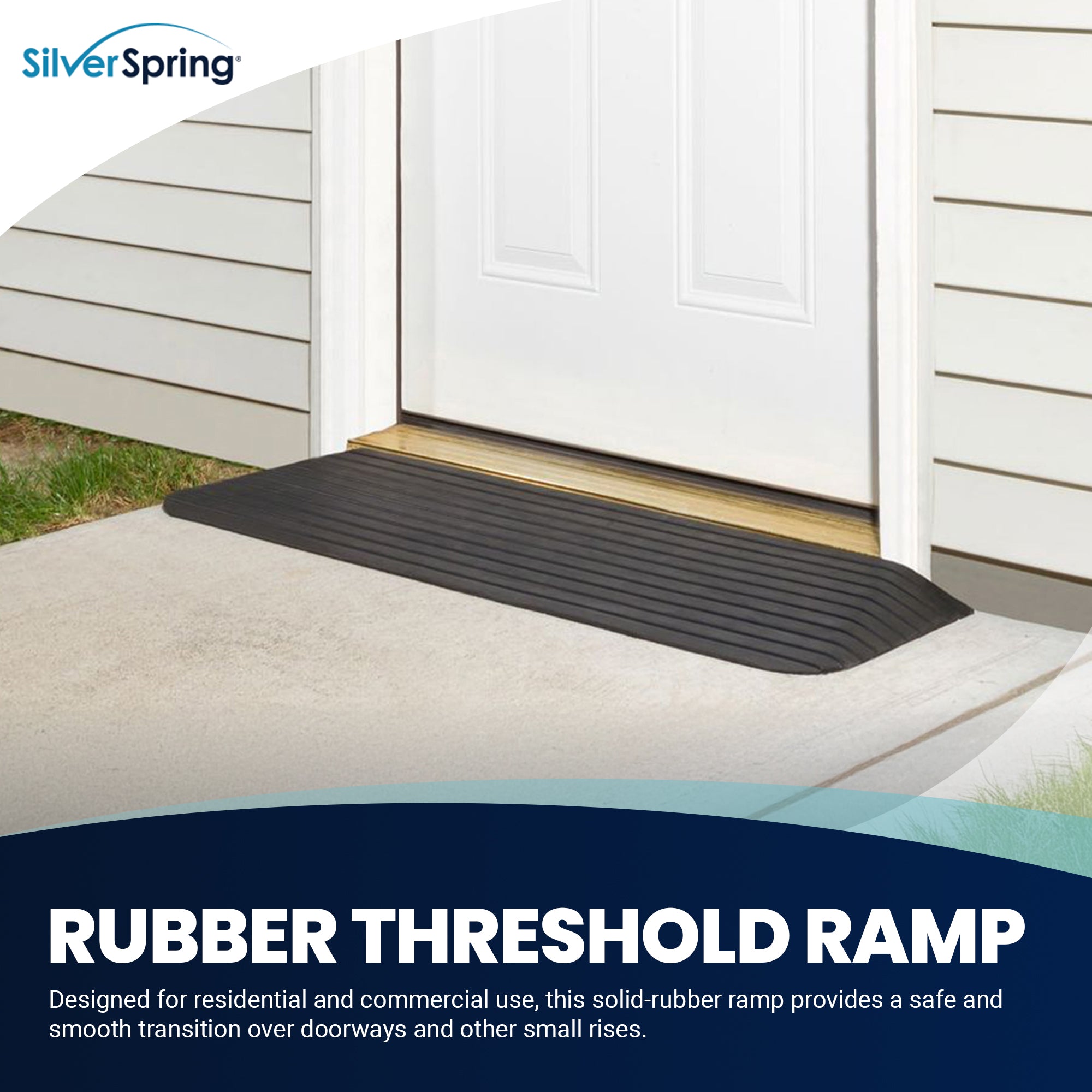 Silver Spring Rubber Threshold Ramp for Wheelchairs, Scooters & More, 1.5" Rise