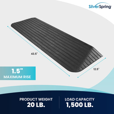 Silver Spring Rubber Threshold Ramp for Wheelchairs, Scooters & More, 1.5" Rise