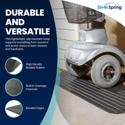 Silver Spring Rubber Threshold Ramp for Wheelchairs, Scooters & More, 1.5" Rise