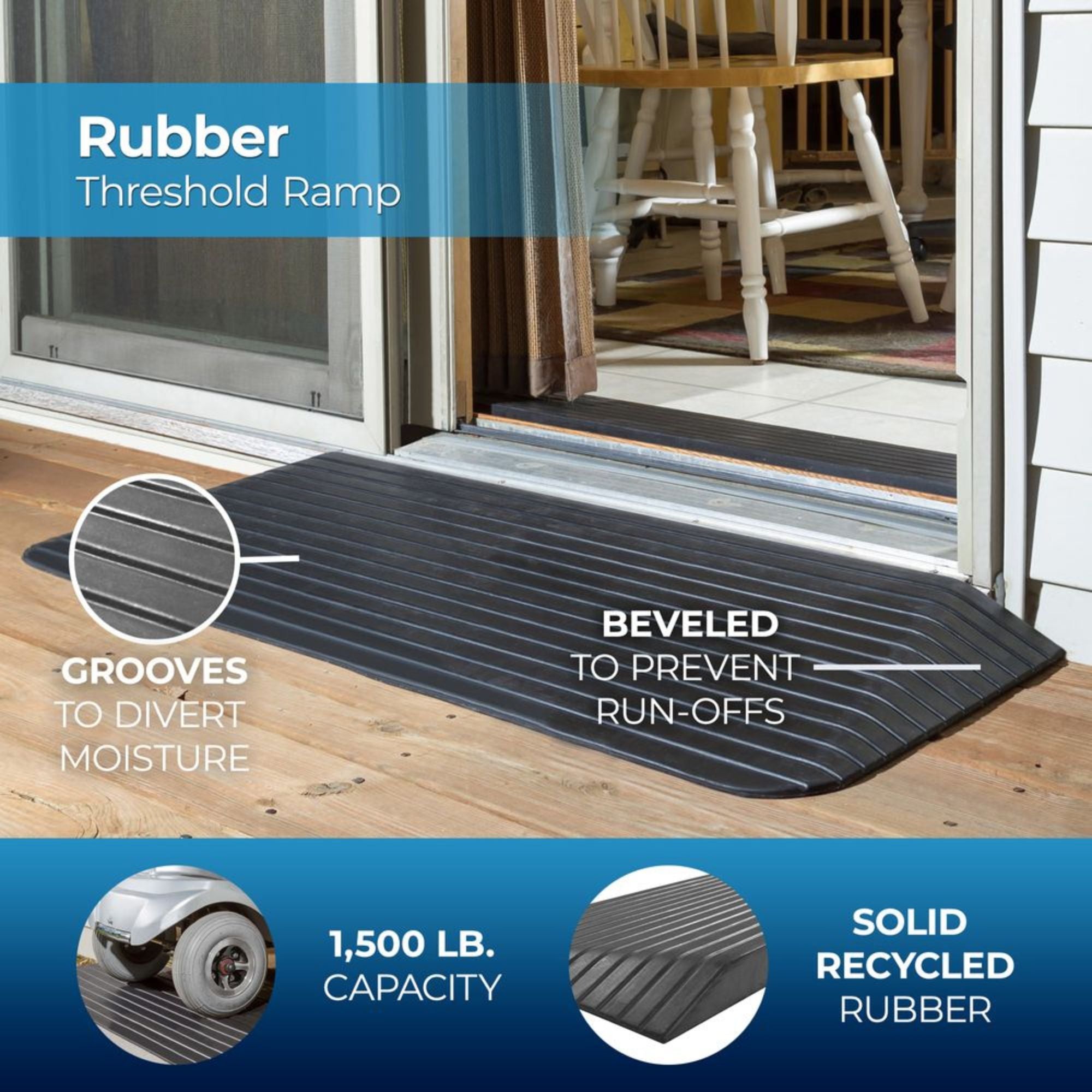 Silver Spring Rubber Threshold Ramp for Wheelchairs, Scooters, 2" Rise(Open Box)