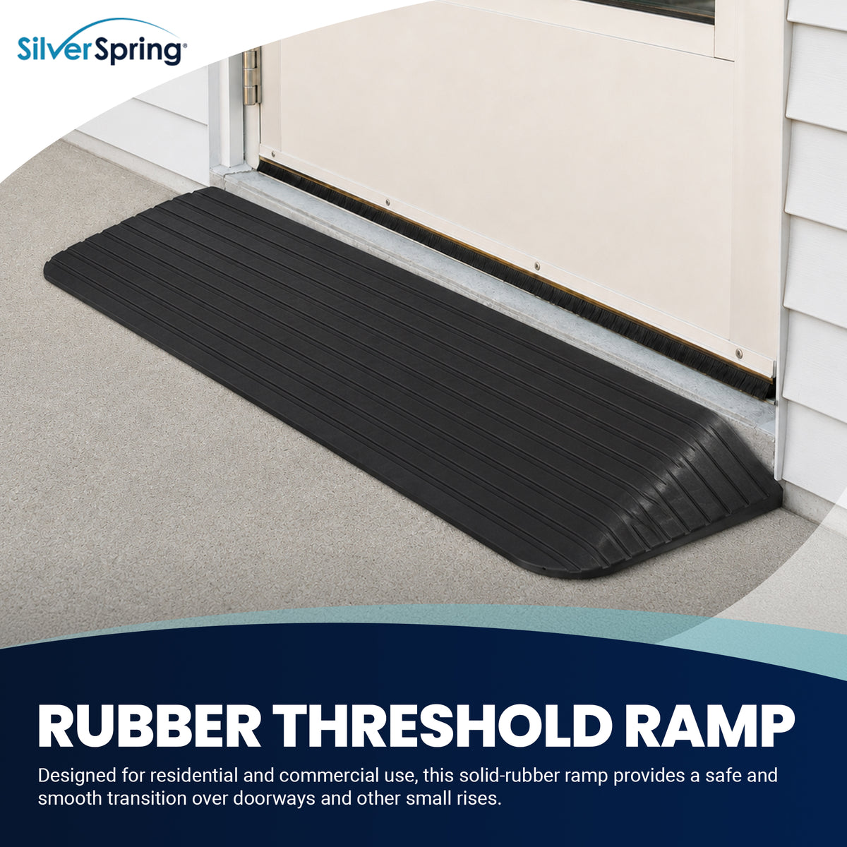 Silver Spring Rubber Threshold Ramp for Wheelchairs, Scooters, 2" Rise(Open Box)