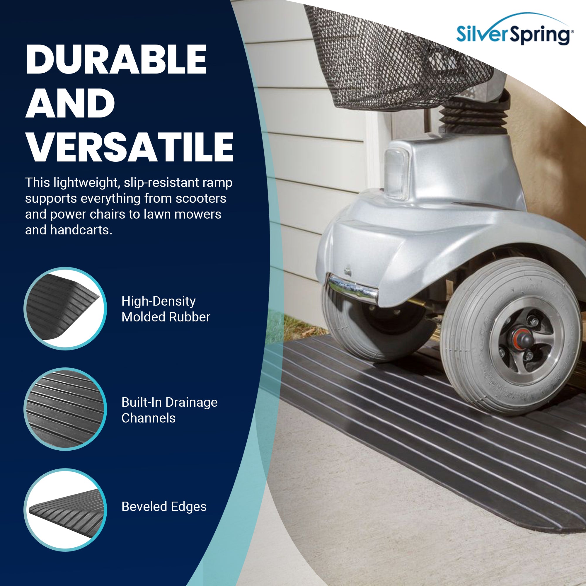 Silver Spring Rubber Threshold Ramp for Wheelchairs, Scooters & More (Used)
