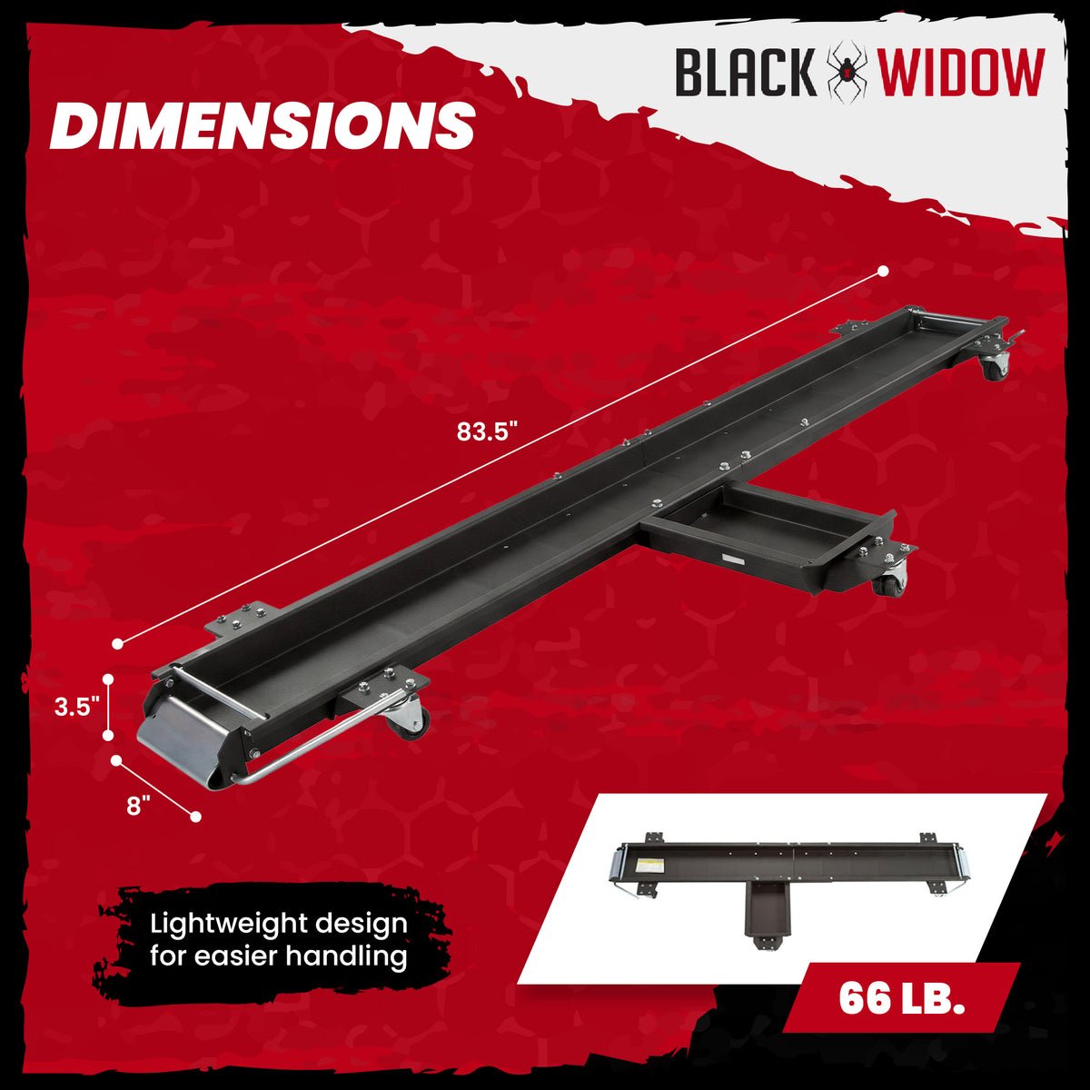 Black Widow Motorcycle Dolly with Front and Rear Gates for Loading and Unloading