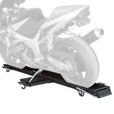 Black Widow Motorcycle Dolly with Front and Rear Gates for Loading (Open Box) - VMInnovations