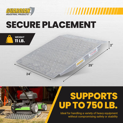 Guardian Heavy Duty Aluminum Shed Ramp, Portable Loading for Mowers, ATV, Silver