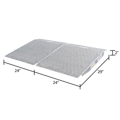 Guardian 2 Pack Heavy Duty Aluminum Shed Ramp,for Mowers, ATV, Silver (Open Box) - VMInnovations