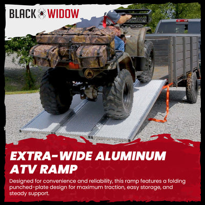 Black Widow 6’5” Punch Plate Aluminum Wide ATV Ramp, 1,500Lbs Capacity(Open Box) - VMInnovations
