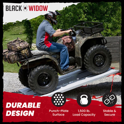 Black Widow 6’ 5” Punch Plate Aluminum Wide ATV Ramp, 1,500 Lbs Capacity (Used)
