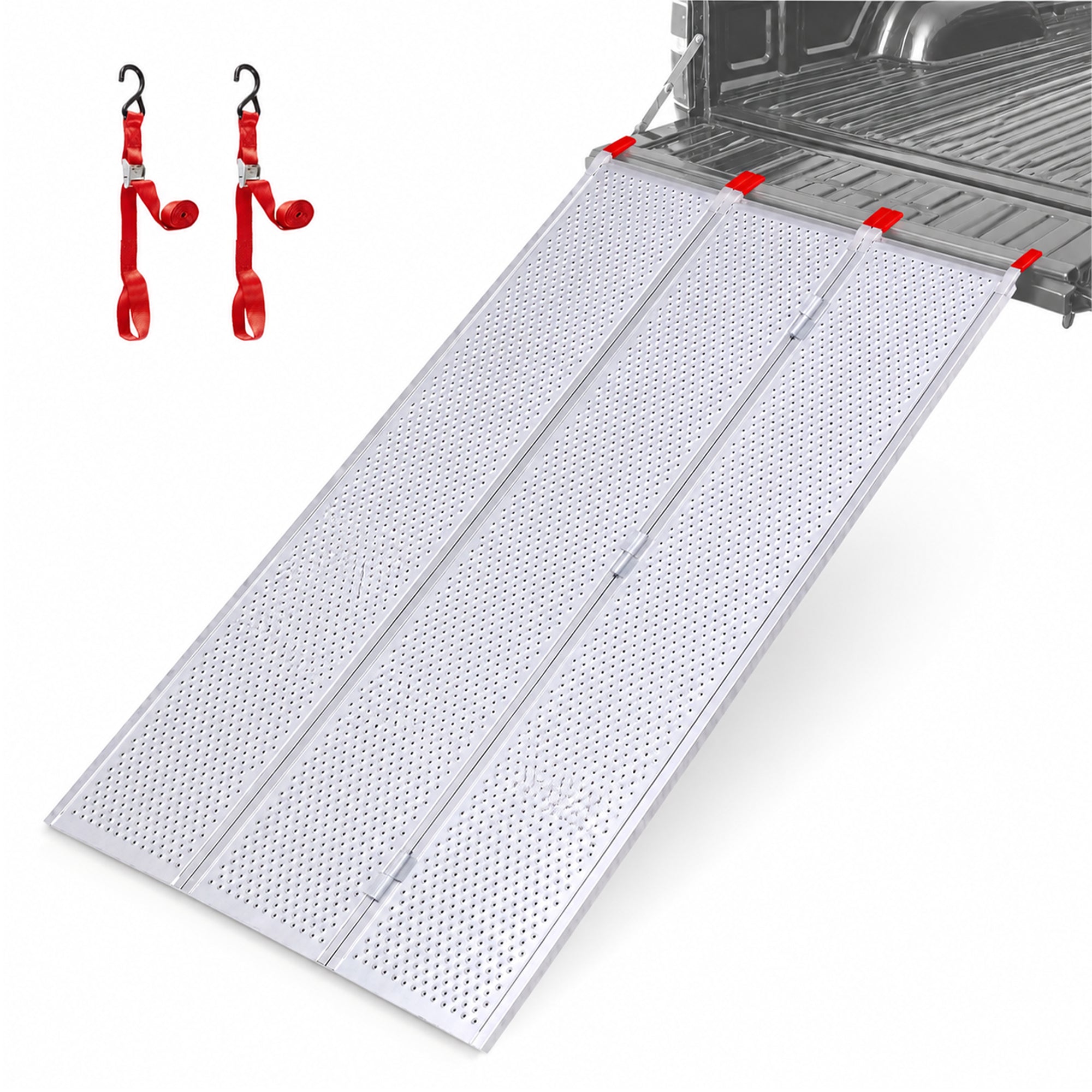 Black Widow 7’ 10” Punch Plate Wide ATV Ramp, 1500Lbs Capacity, Silver(Open Box)