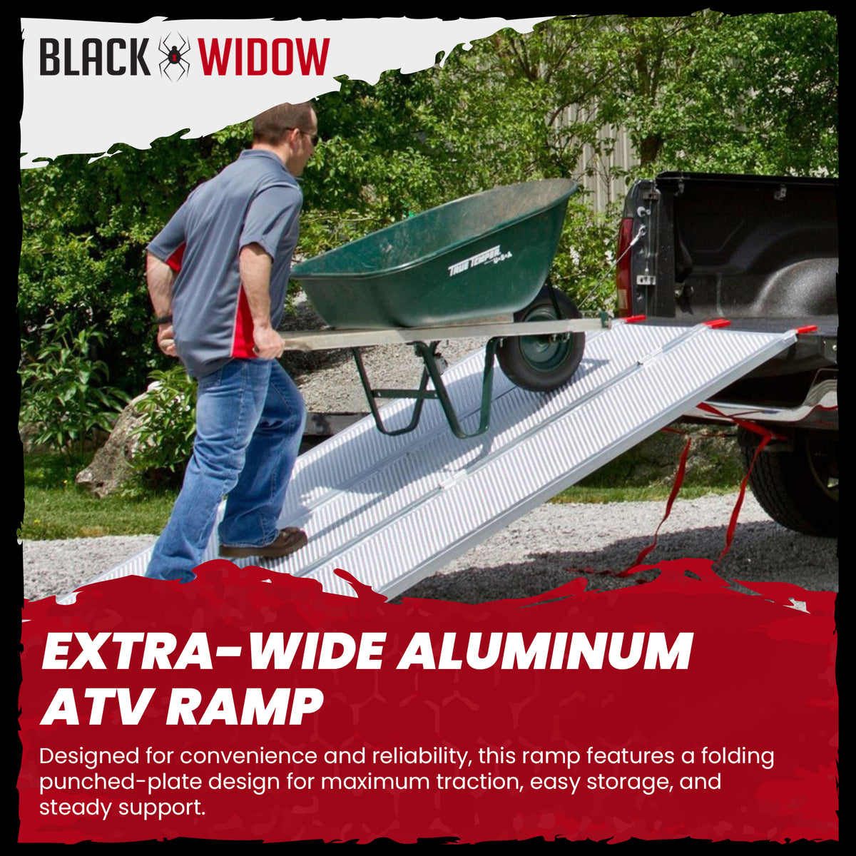 Black Widow 7’ 10” Punch Plate Aluminum Wide ATV Ramp, 1500 Lbs Capacity, (Used) - VMInnovations