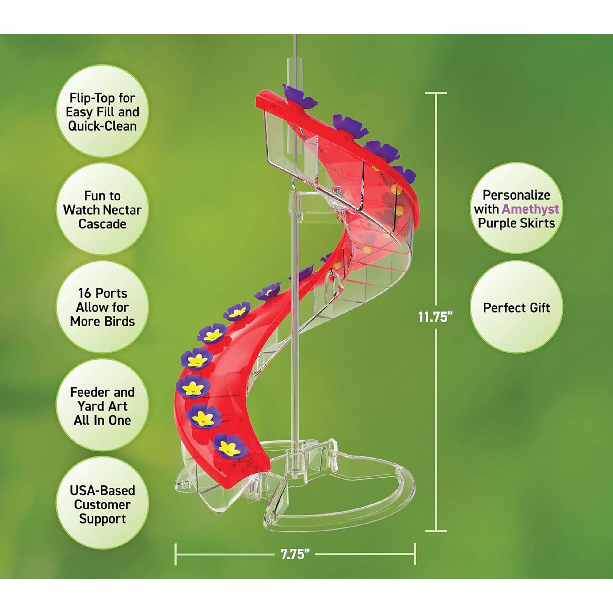 Cascade Wild Bird Feeders Outdoor Hummingbird Feeder, 16 Port Helical Design - VMInnovations