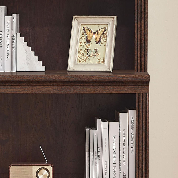 JAHRSTIM Halston Multi-Depth Bookcase, Adjustable Storage Shelving Unit, Cherry