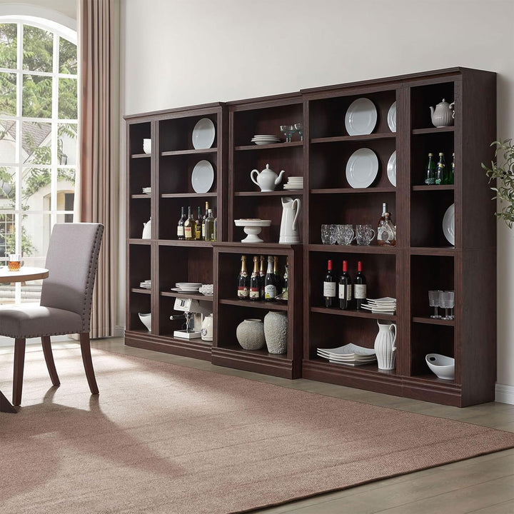 JAHRSTIM Halston Multi-Depth Bookcase, Adjustable Storage Shelving Unit, Cherry