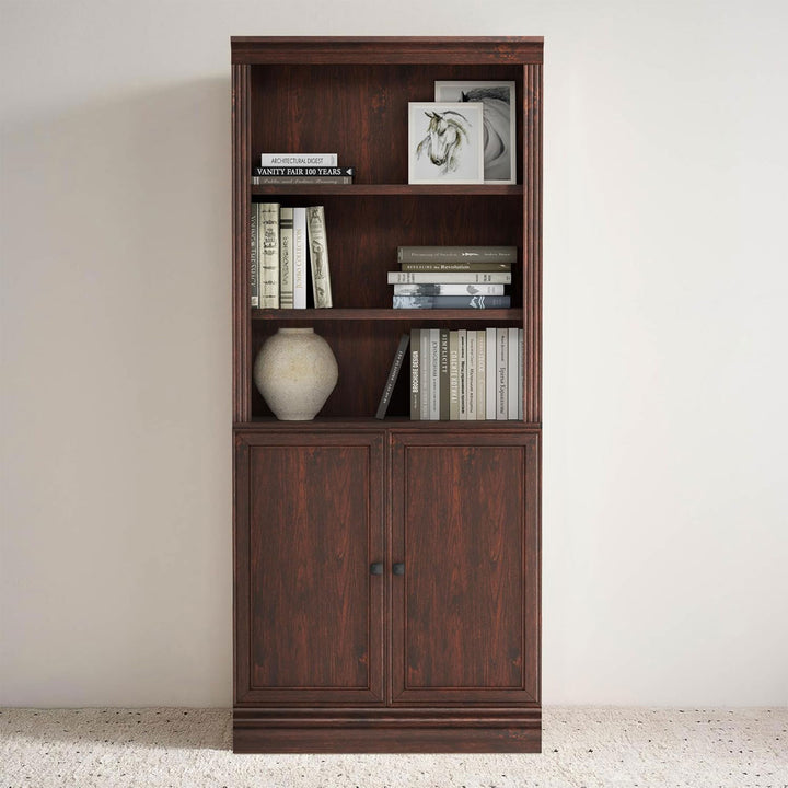 JAHRSTIM Halston Standard Bookcase Adjustable Storage Open Shelving Unit, Cherry