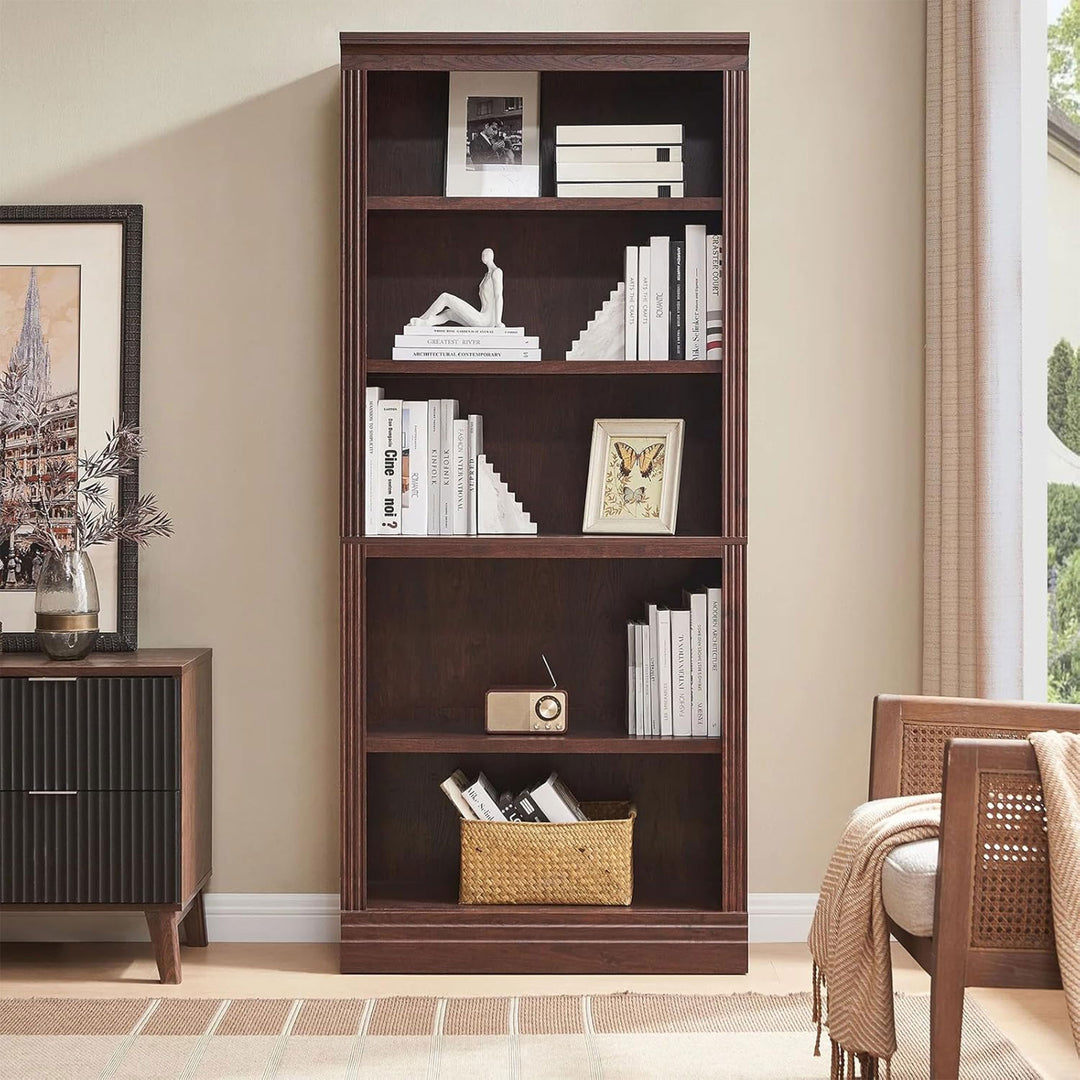 VAUXHILL & CO. Halston Standard Bookcase Adjustable Open Shelving Unit, Cherry