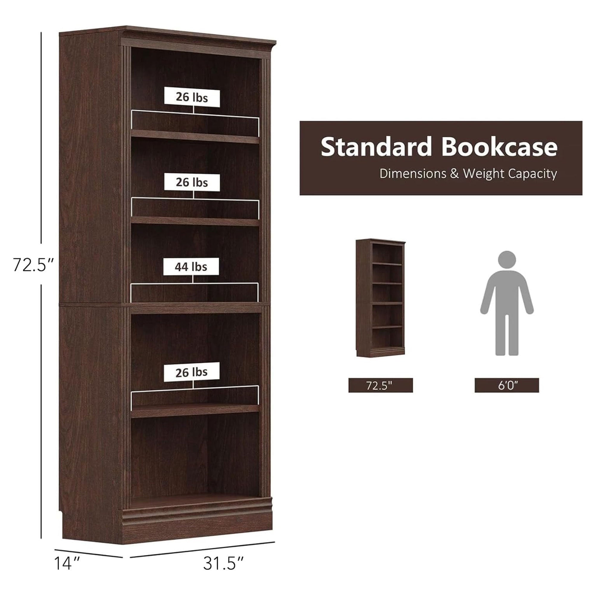 VAUXHILL & CO. Halston Bookcase Adjustable Open Unit, Cherry (For Parts)