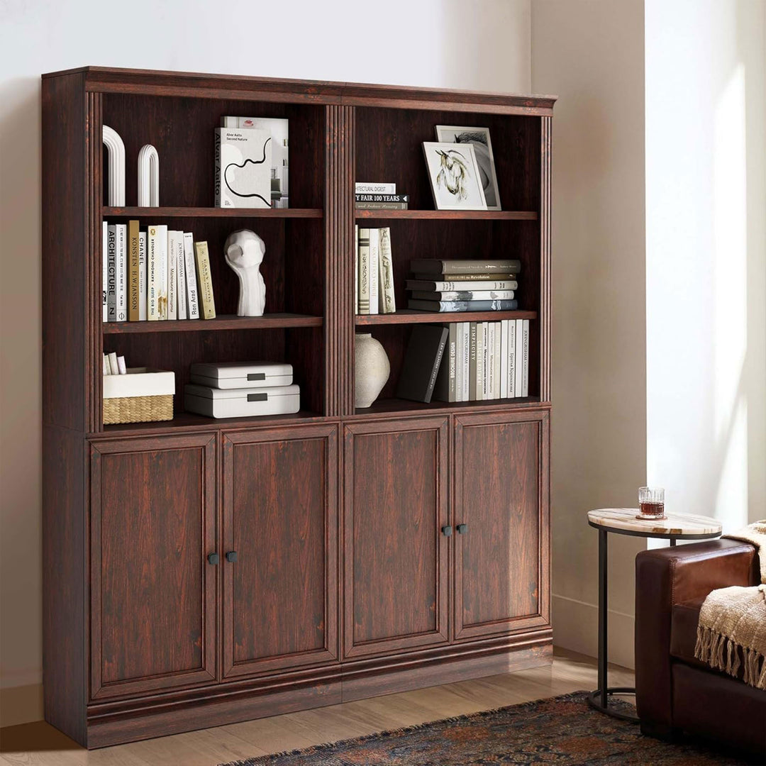 JAHRSTIM Halston Standard Bookcase Adjustable Storage Open Shelving Unit, Cherry