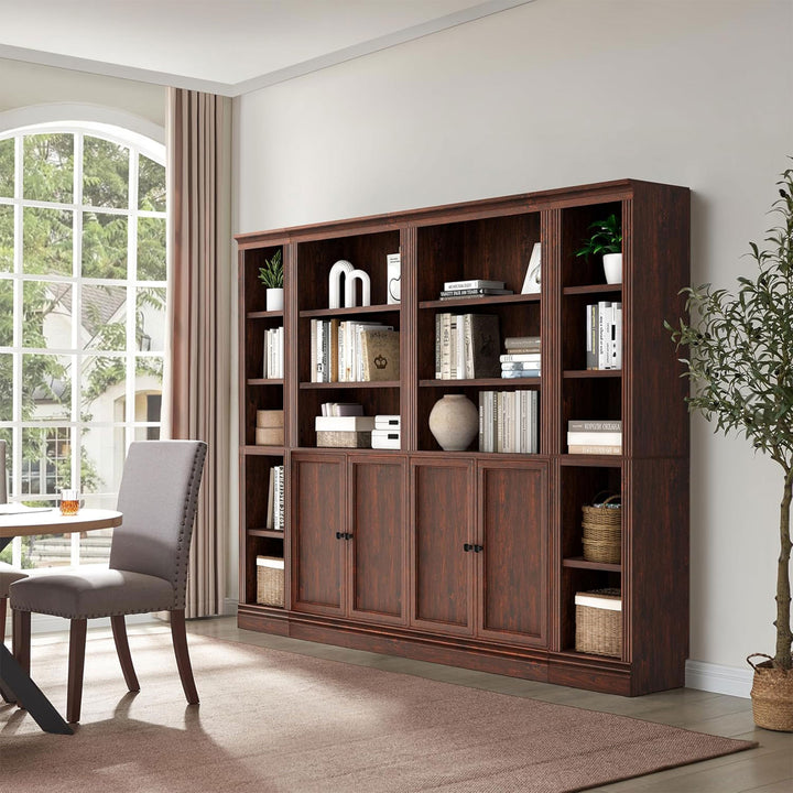 JAHRSTIM Halston Standard Bookcase Adjustable Storage Open Shelving Unit, Cherry