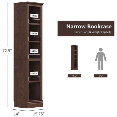 VAUXHILL & CO. Halston Narrow Bookcase, Adjustable Open Shelving Unit(For Parts) - VMInnovations