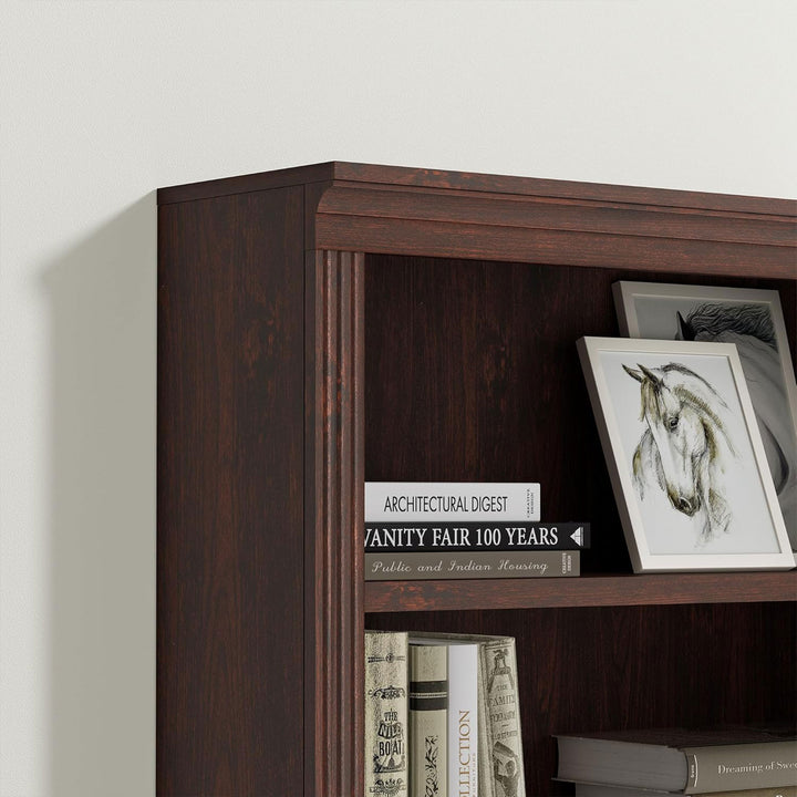 JAHRSTIM Halston Narrow Bookcase, Adjustable Storage Open Shelving Unit, Cherry