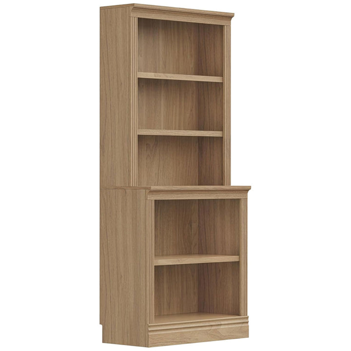 JAHRSTIM Halston Multi-Depth Bookcase, Adjustable Storage Shelving Unit, Oak