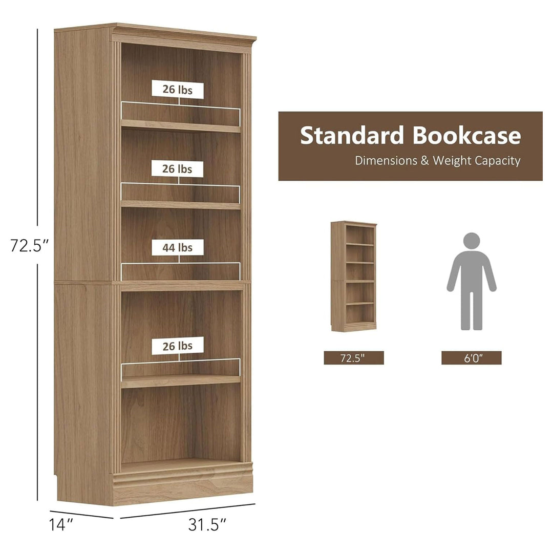 JAHRSTIM Halston Standard Bookcase Adjustable Storage Open Shelving Unit, Oak