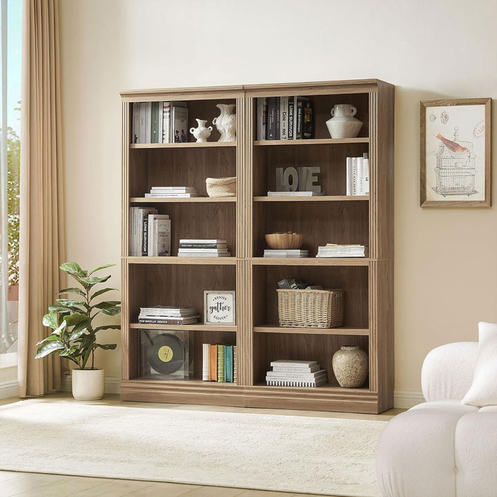 JAHRSTIM Halston Standard Bookcase Adjustable Storage Open Shelving Unit, Oak